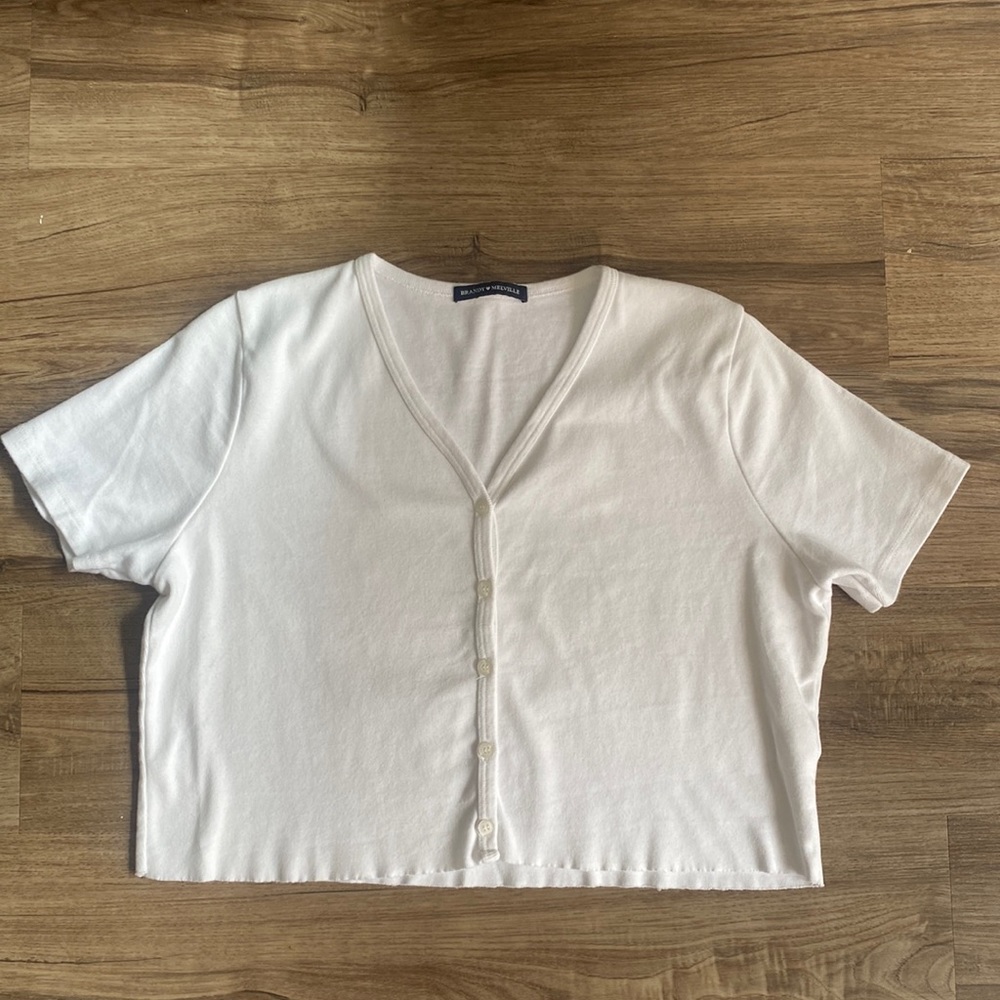 Brandy Melville Top Crop White 100% Made in Italy